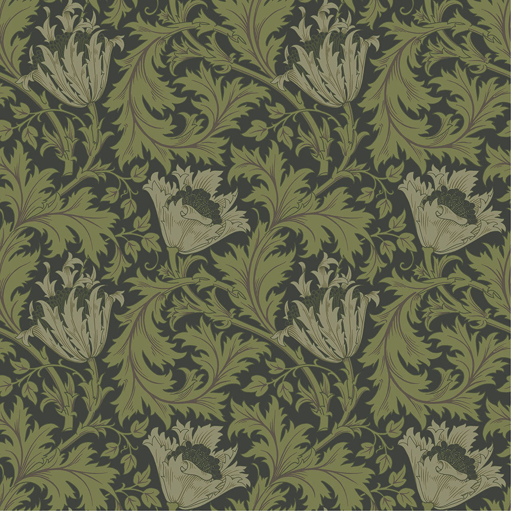 82005 - Anemone Wallpaper - Green Black - Midbec