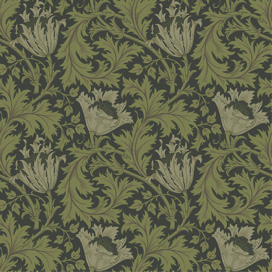 82005 - Anemone Wallpaper - Green Black - Midbec
