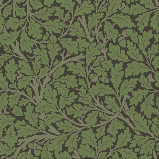 82030 - Oak Tree Wallpaper - Black / Green - Midbec