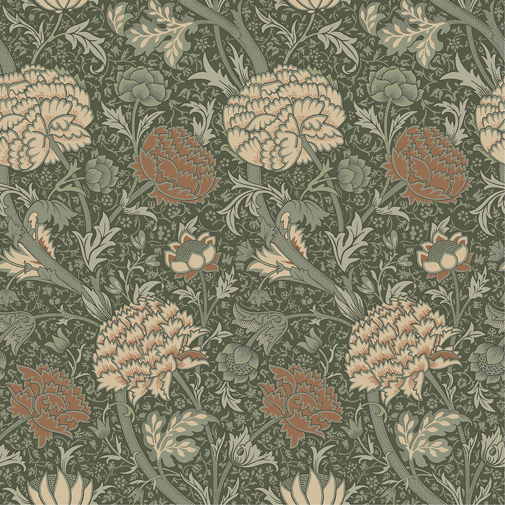 82035 - Cray Wallpaper - Terracotta / Green - Midbec