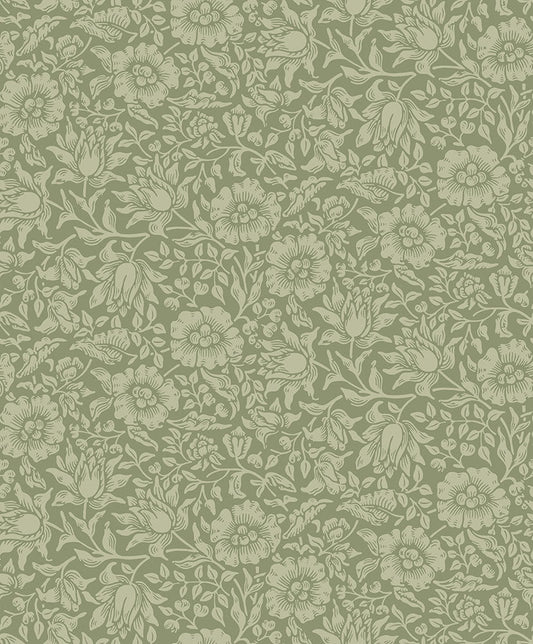 82041 - Mallow Wallpaper - Gray/Green - Midbec