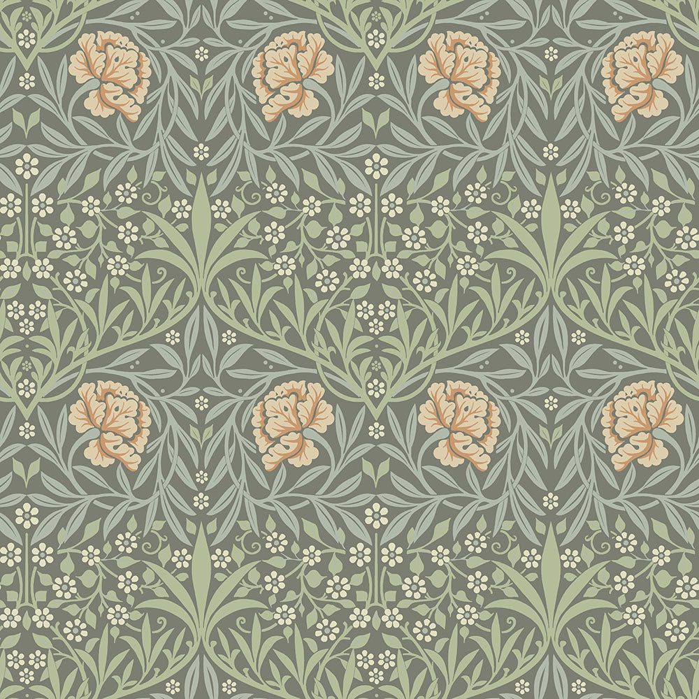 82046 - Oxford Union Wallpaper - Green / Apricot - Midbec
