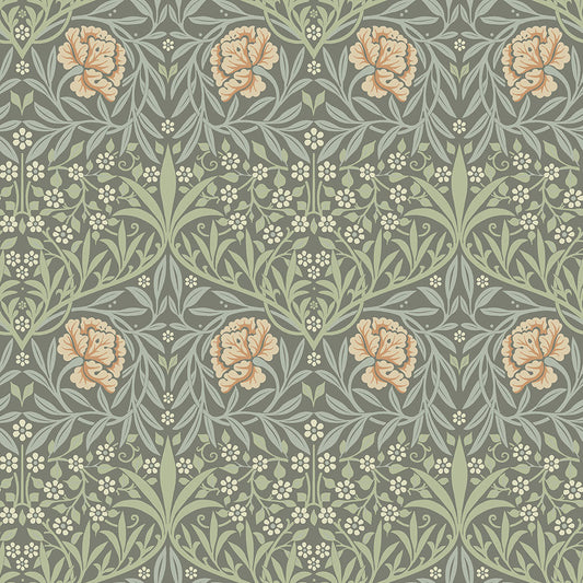 82046 - Oxford Union Wallpaper - Green / Apricot - Midbec