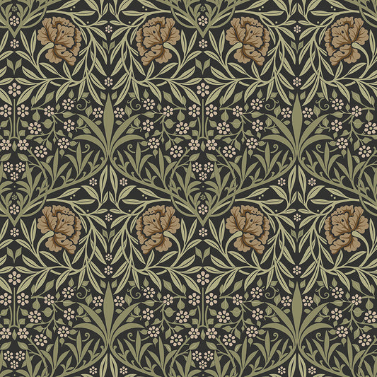 82048 - Oxford Union Wallpaper - Black / Green - Midbec
