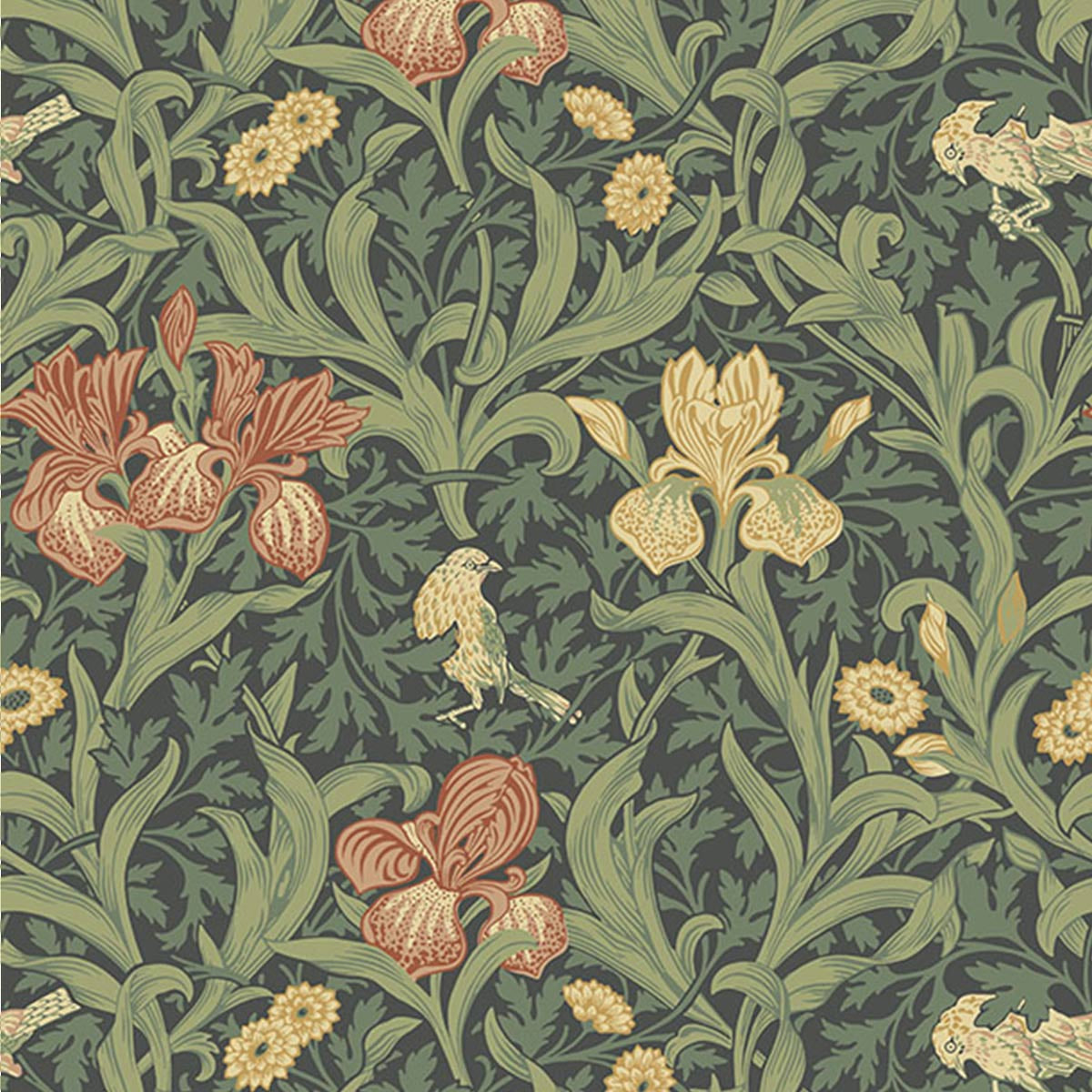 82051 - Iris Wallpaper - Blue / Green - Midbec