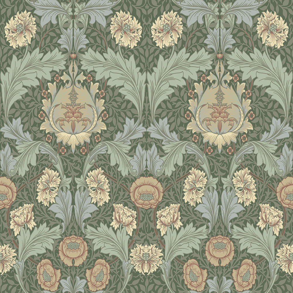 82059 - Myrtle Wallpaper - Green /apricot - Midbec