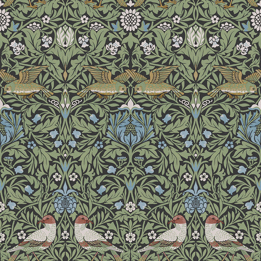 82062 - Bird Wallpaper - Green / Blue - Midbec