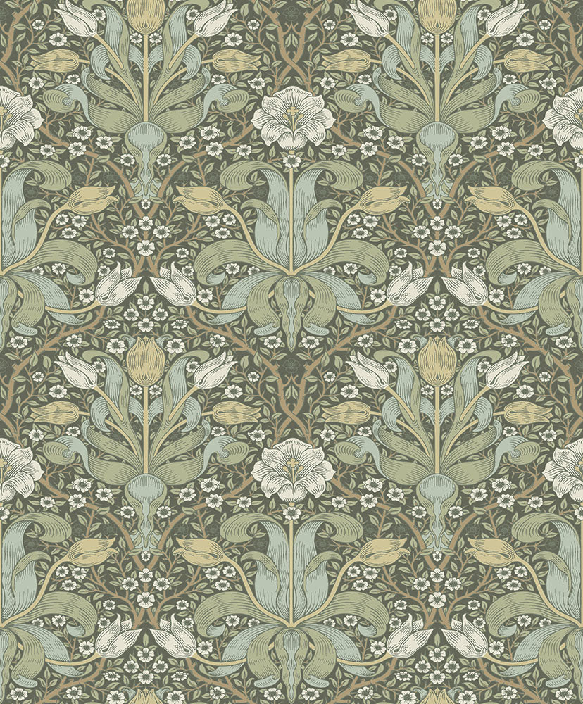 82067 - Spring Thicket Wallpaper - Green / White - Midbec