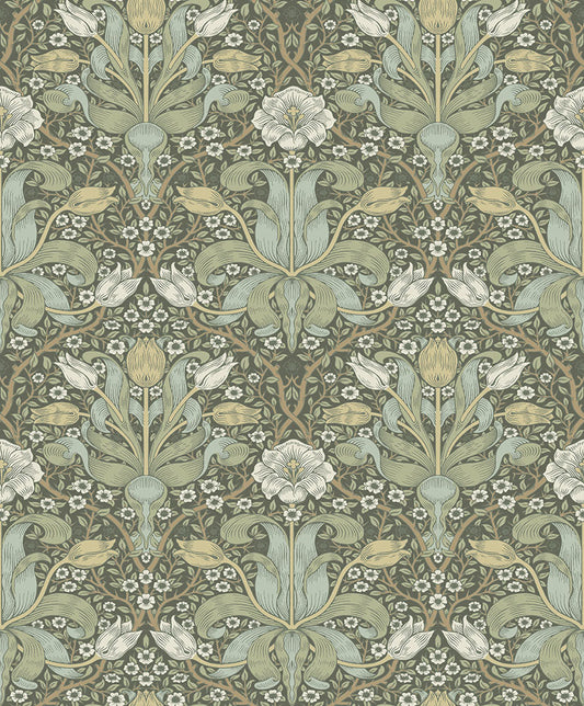82067 - Spring Thicket Wallpaper - Green / White - Midbec