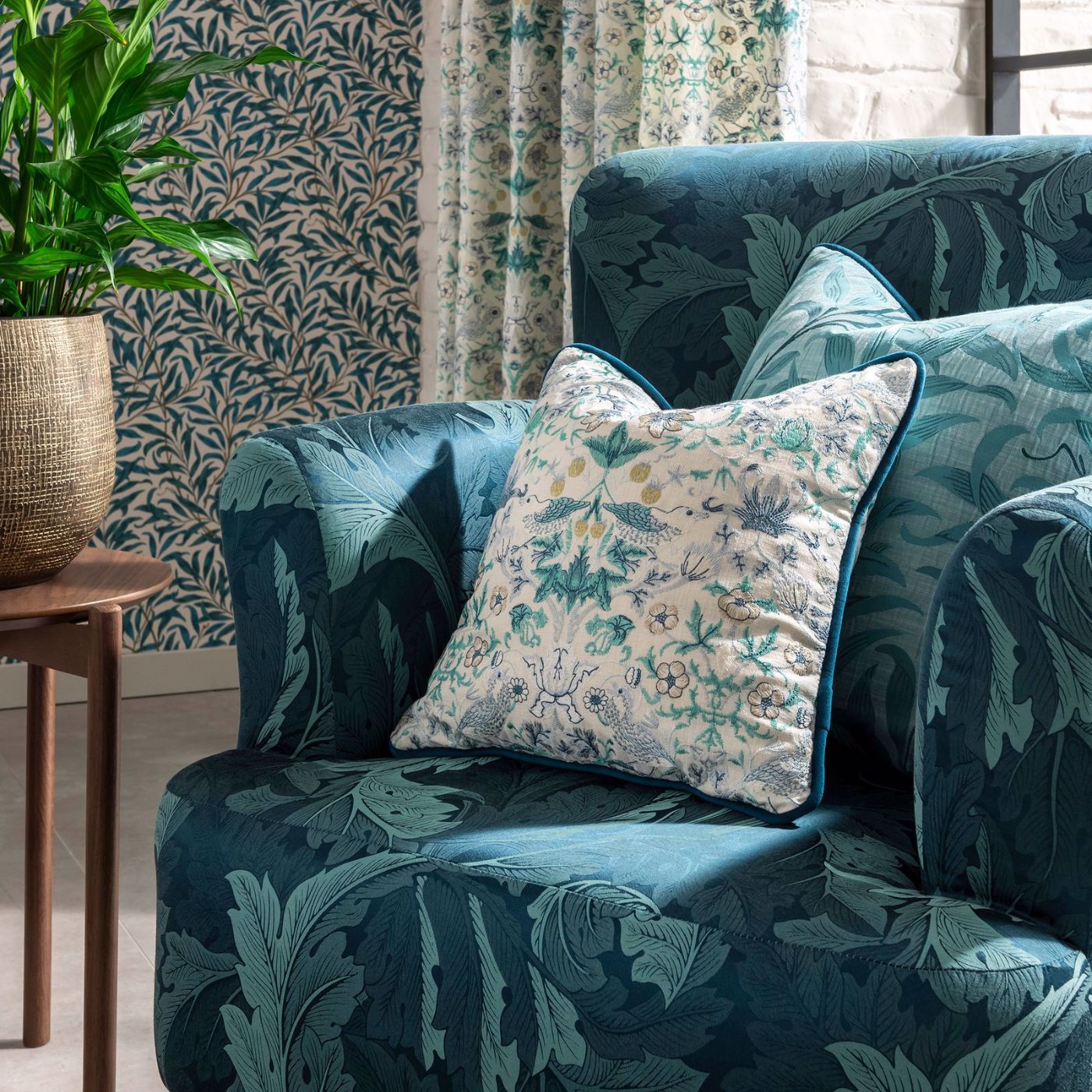 Acanthus Jacquard Fabric - Teal - F1740/06 - Clarke & Clarke