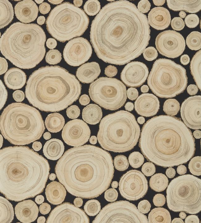Alnwick Logs Wallpaper - Lacquer Black - DEBB216510 - Sanderson