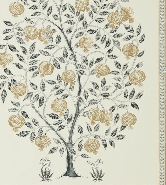 Anaar Tree Wallpaper - Charcoal/Gold - DCPW216791 - Sanderson