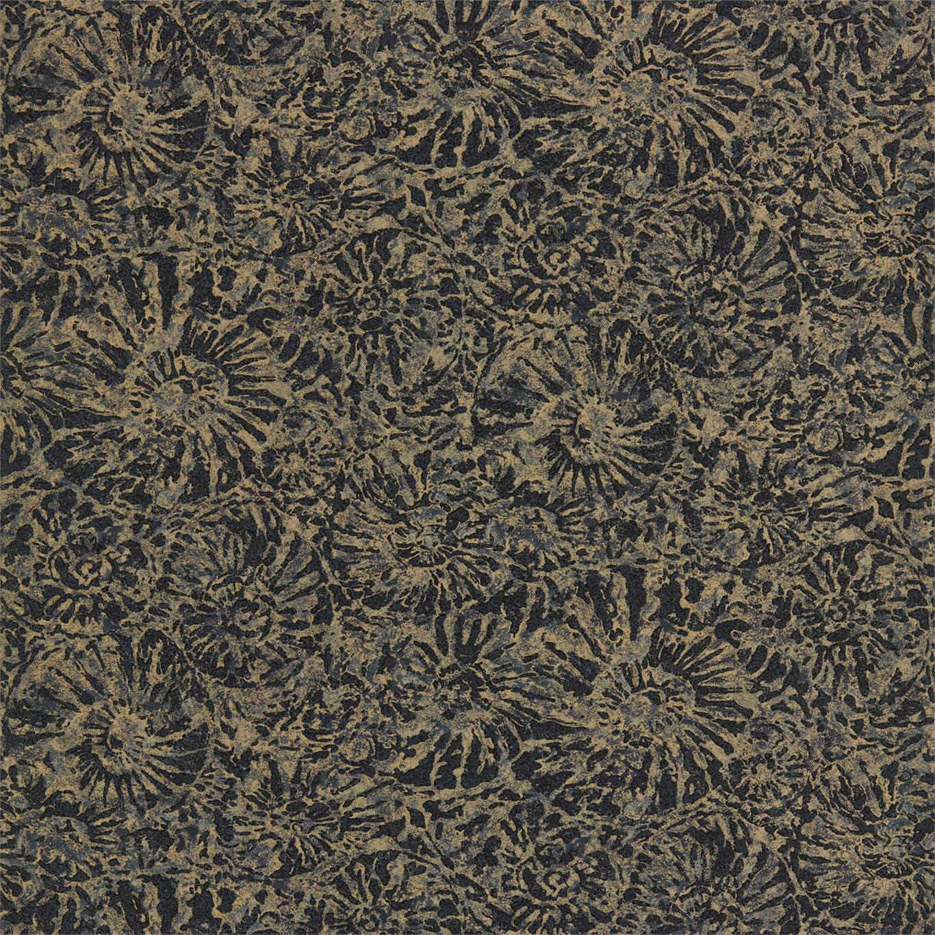 Anthology Ammonite Wallpaper - Charcoal/Brass - EANW112562 - Harlequin