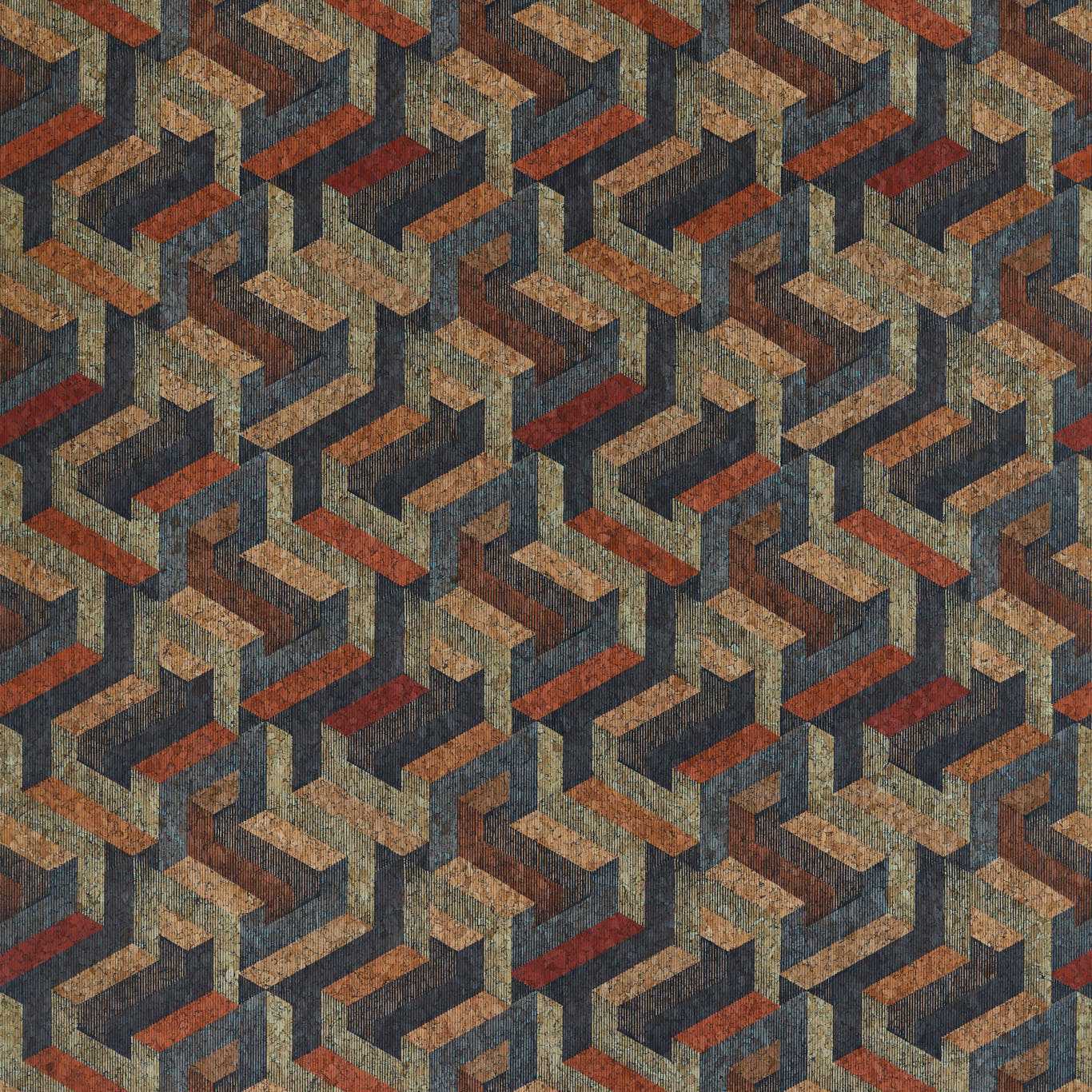 Anthology Escheresque Wallpaper - Copper/Slate - EANW112583 - Harlequin