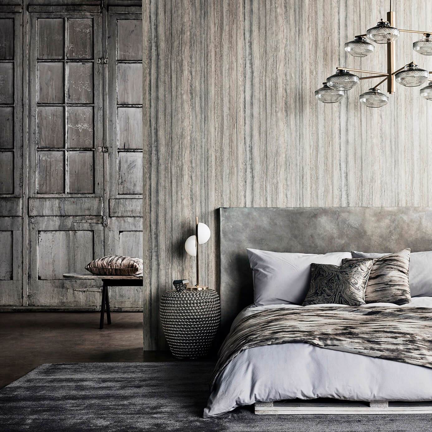 Anthology Plica Wallpaper - Zinc/Linen - EANV111842 - Harlequin