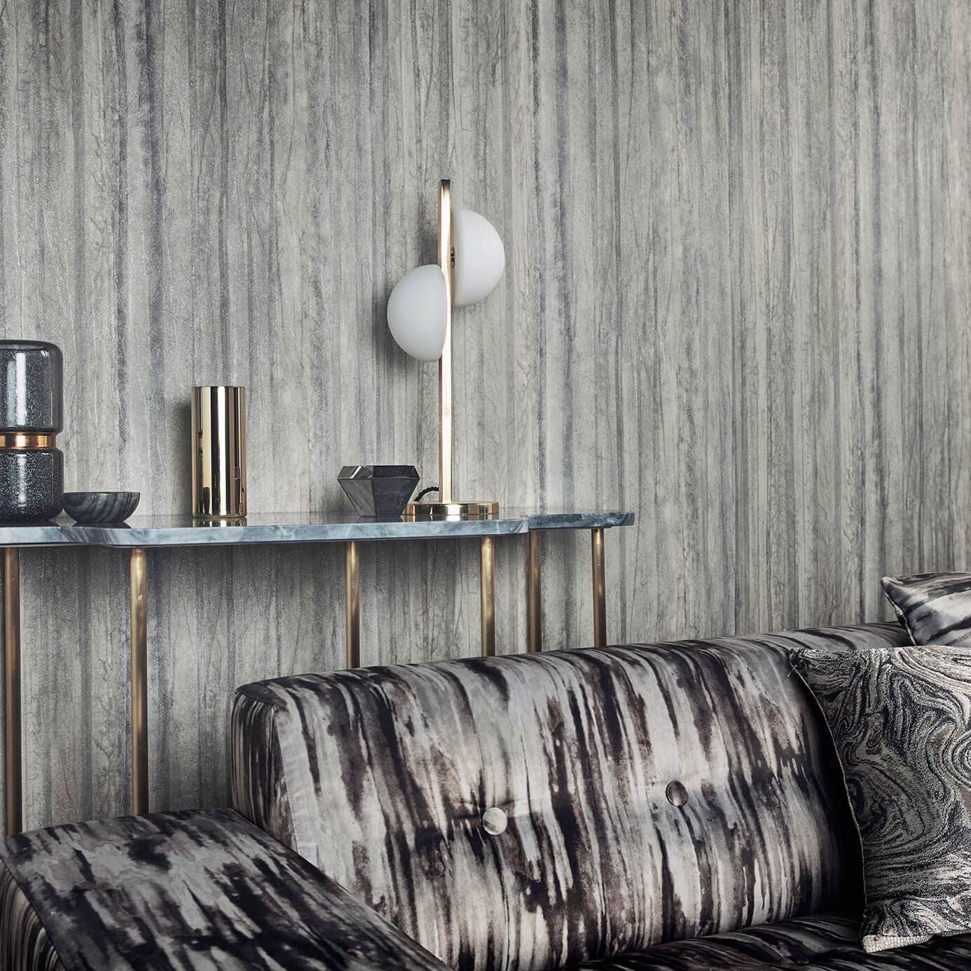 Anthology Plica Wallpaper - Zinc/Linen - EANV111842 - Harlequin