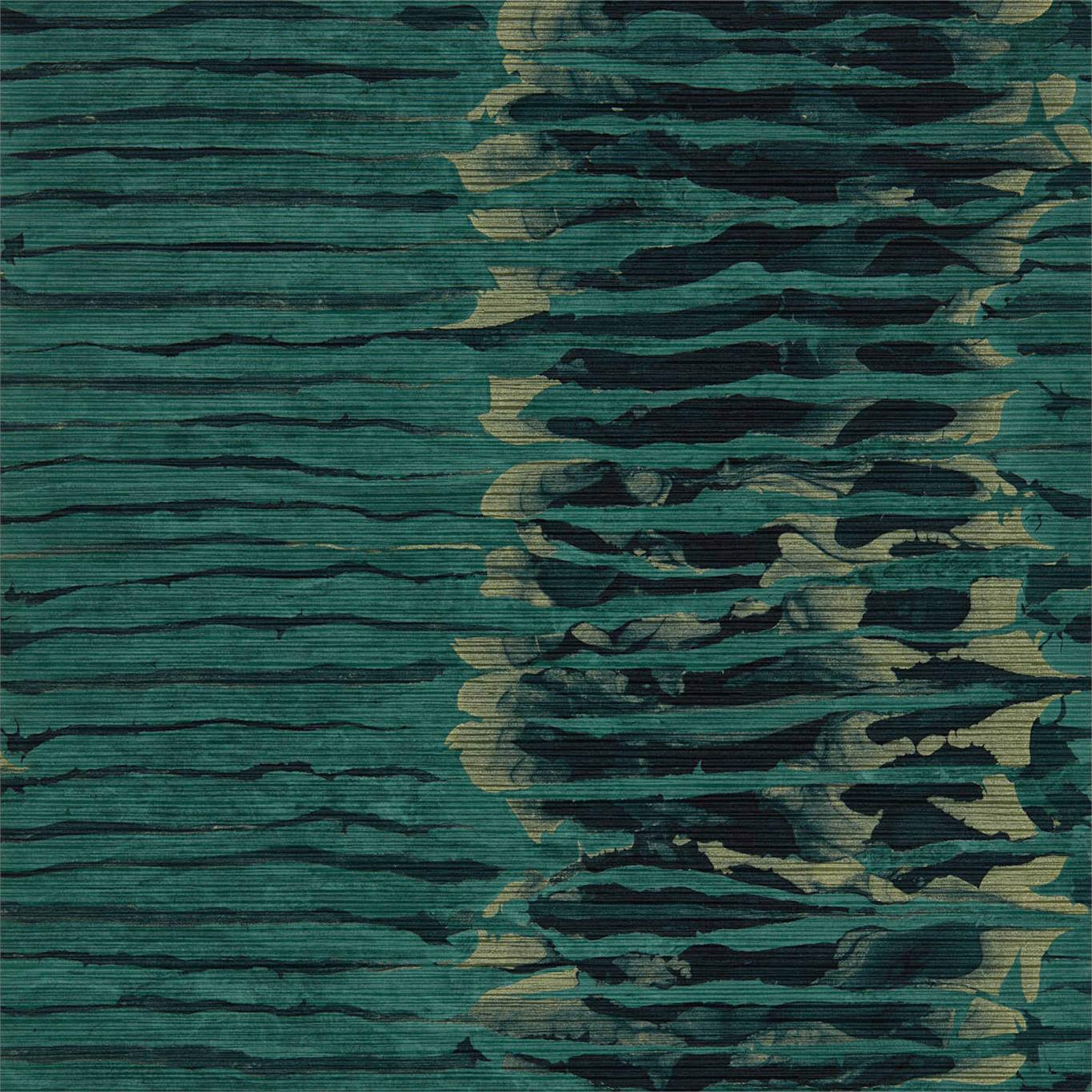 Anthology Ripple Stripe Wallpaper - Emerald/Kingfisher - EANW112579 - Harlequin