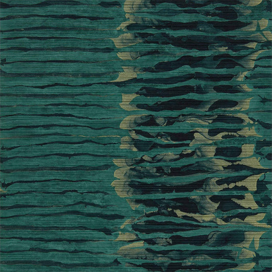 Anthology Ripple Stripe Wallpaper - Emerald/Kingfisher - EANW112579 - Harlequin