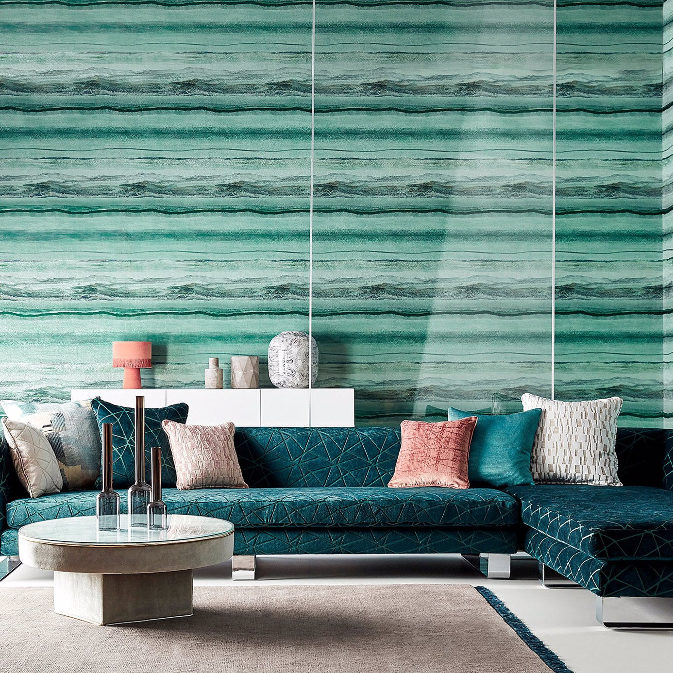 Anthology Vitruvius Wallpaper - Chrysocolla / Apatite - EVIW112061 - Harlequin