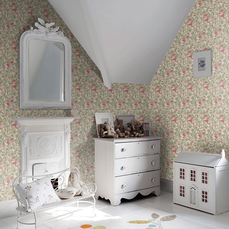 Arbutus Wallpaper - Cochineal Pink - 217378 - Morris Wallpaper WD