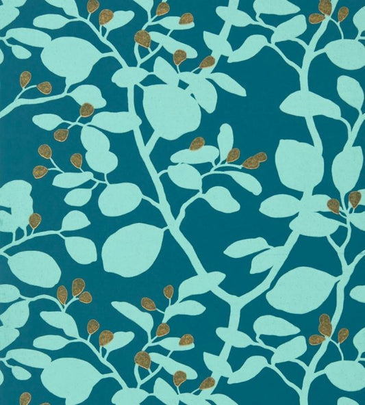 Ardisia Wallpaper - Amazonia/Teal/ Gold - HTEW112764 - Harlequin