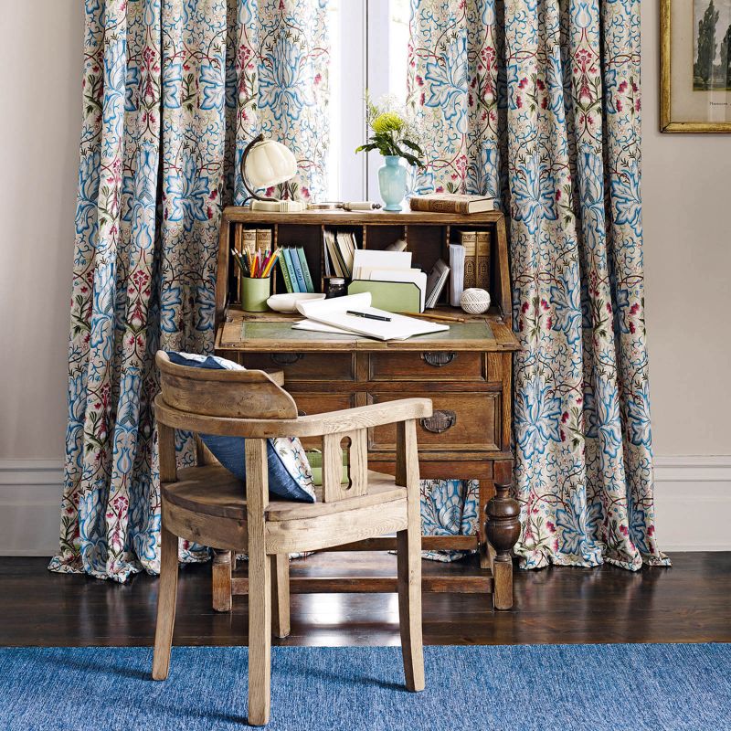 Artichoke Embroidery Fabric - Peacock/Cream - 234545 - Morris & Co