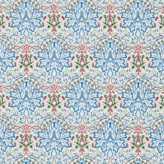 Artichoke Embroidery Fabric - Peacock/Cream - 234545 - Morris & Co