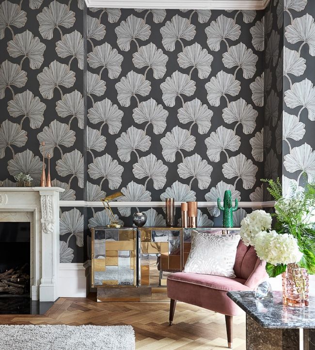 Azurea Wallpaper - Ebony/Rose Gold - HLUT111713 - Harlequin