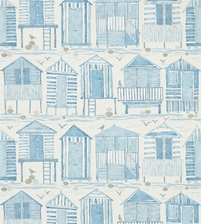 Beach Huts Wallpaper - Marine - DCOA216560 - Sanderson