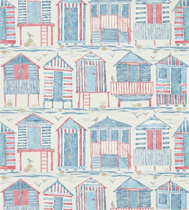 Beach Huts Wallpaper - Nautical - DCOA216559 - Sanderson