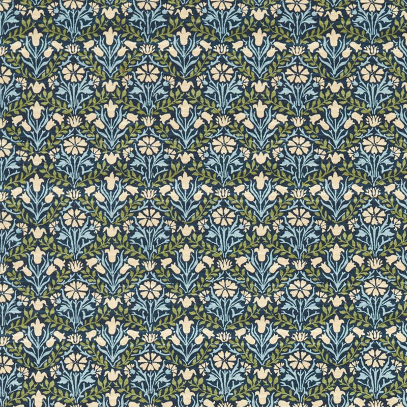 Bellflowers Fabric - Indigo/Thyme - 227254 - Morris & Co