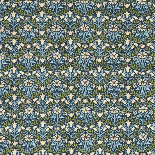Bellflowers Fabric - Indigo/Thyme - 227254 - Morris & Co