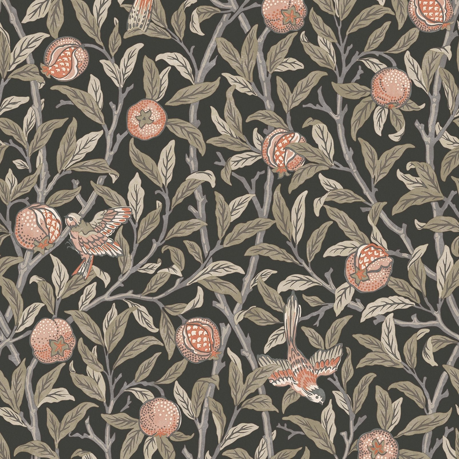 Bird & Pomegranate Wallpaper - Charcoal - 124258 - William Morris AH