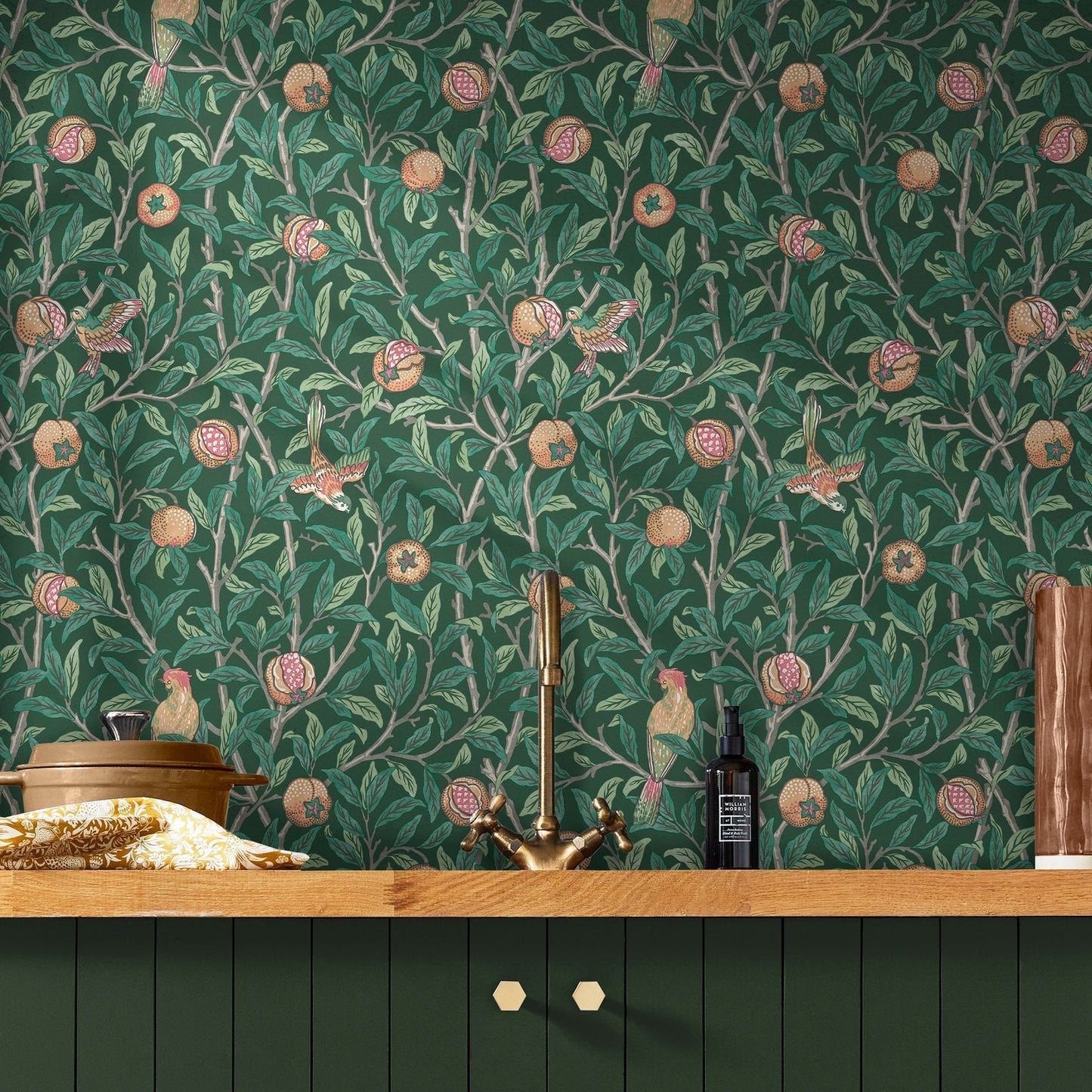 Bird & Pomegranate Wallpaper - Deep Green - 124260 - William Morris AH