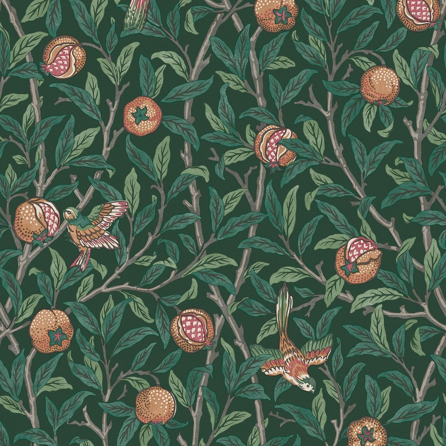 Bird & Pomegranate Wallpaper - Deep Green - 124260 - William Morris AH