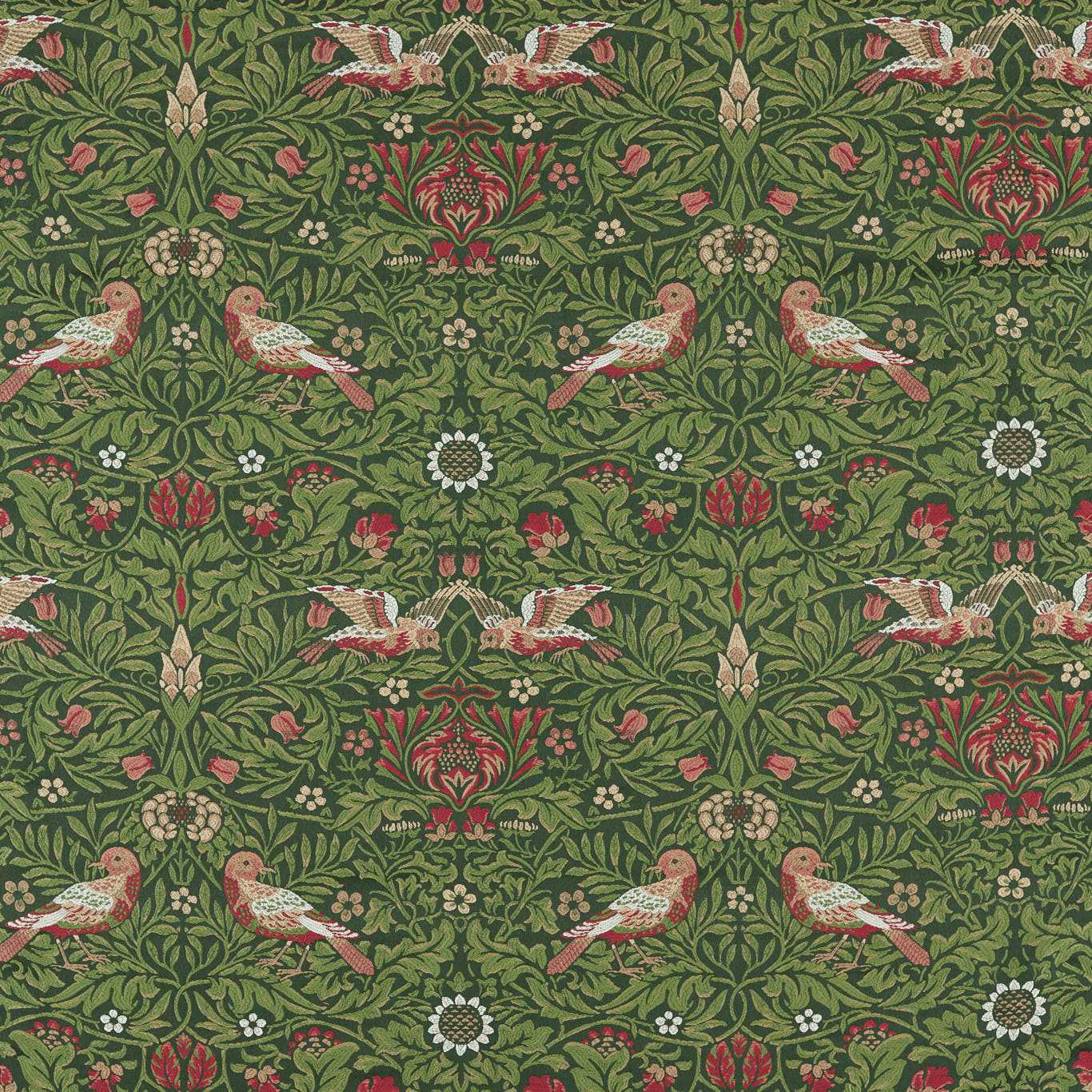 Bird Tapestry Fabric - Tump Green - 237311 - Morris & Co