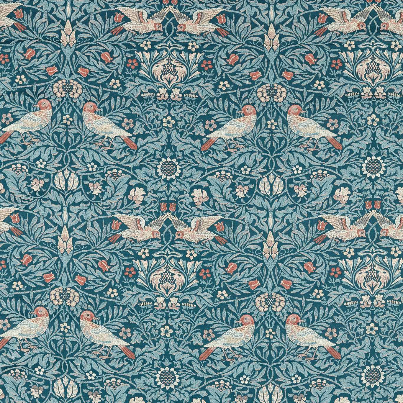 Bird Tapestry Fabric - Webbs Blue - 237312 - Morris & Co