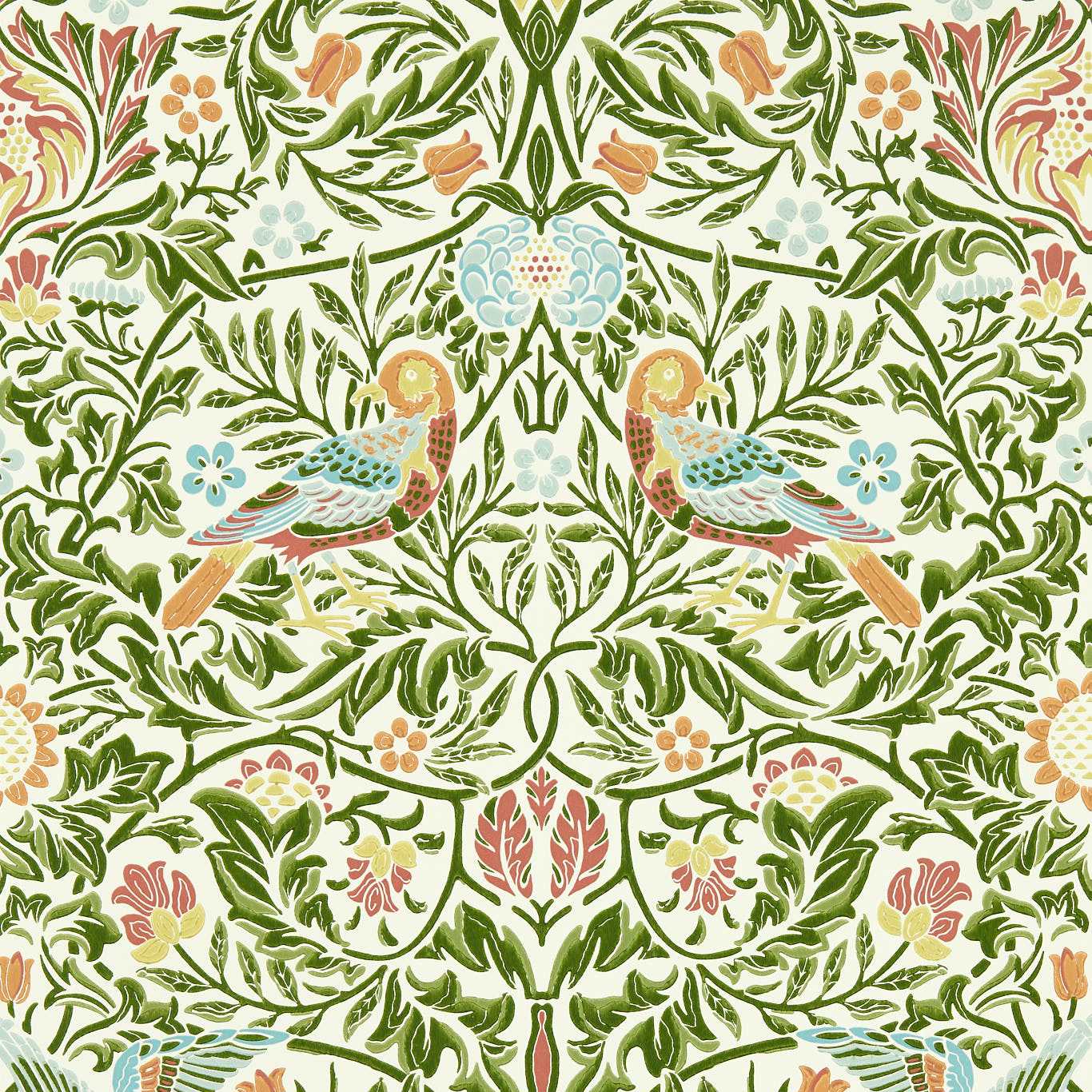 Bird Wallpaper - Boughs Green - 217192 - Morris & Co