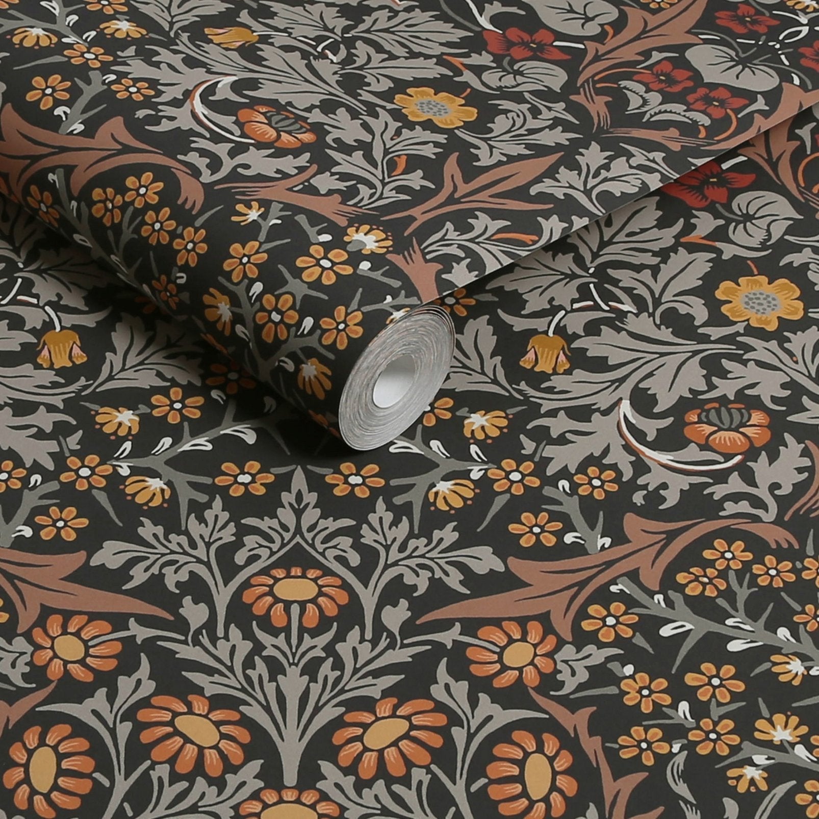 Blackthorn Wallpaper - Charcoal & Burnt Orange - 124250 - William Morris AH