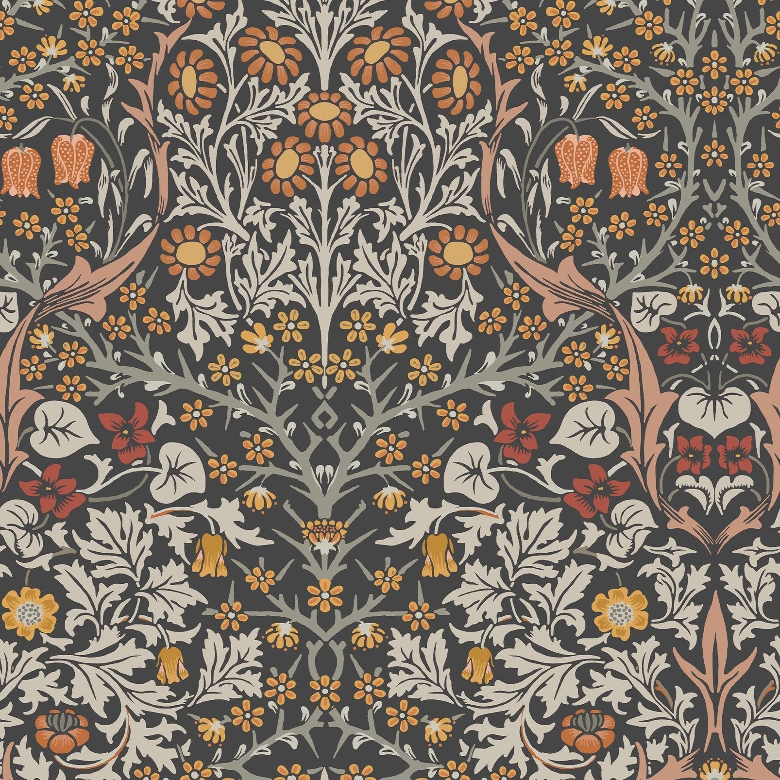Blackthorn Wallpaper - Charcoal & Burnt Orange - 124250 - William Morris AH
