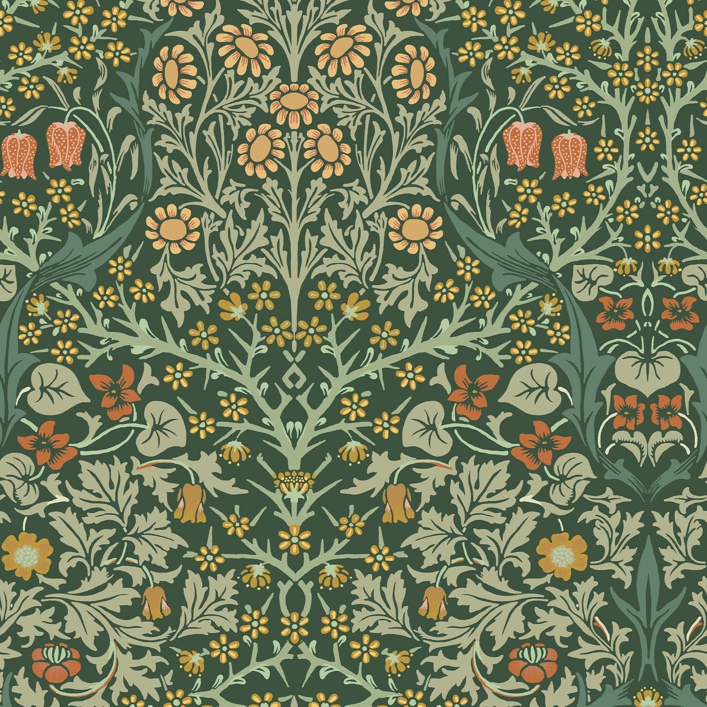 Blackthorn Wallpaper - Deep Green - 124252 - William Morris AH