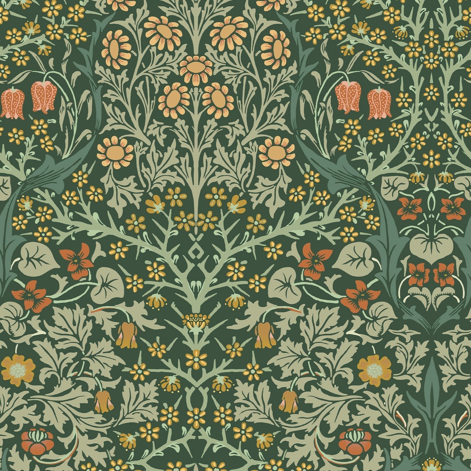 Blackthorn Wallpaper - Deep Green - 124252 - William Morris AH