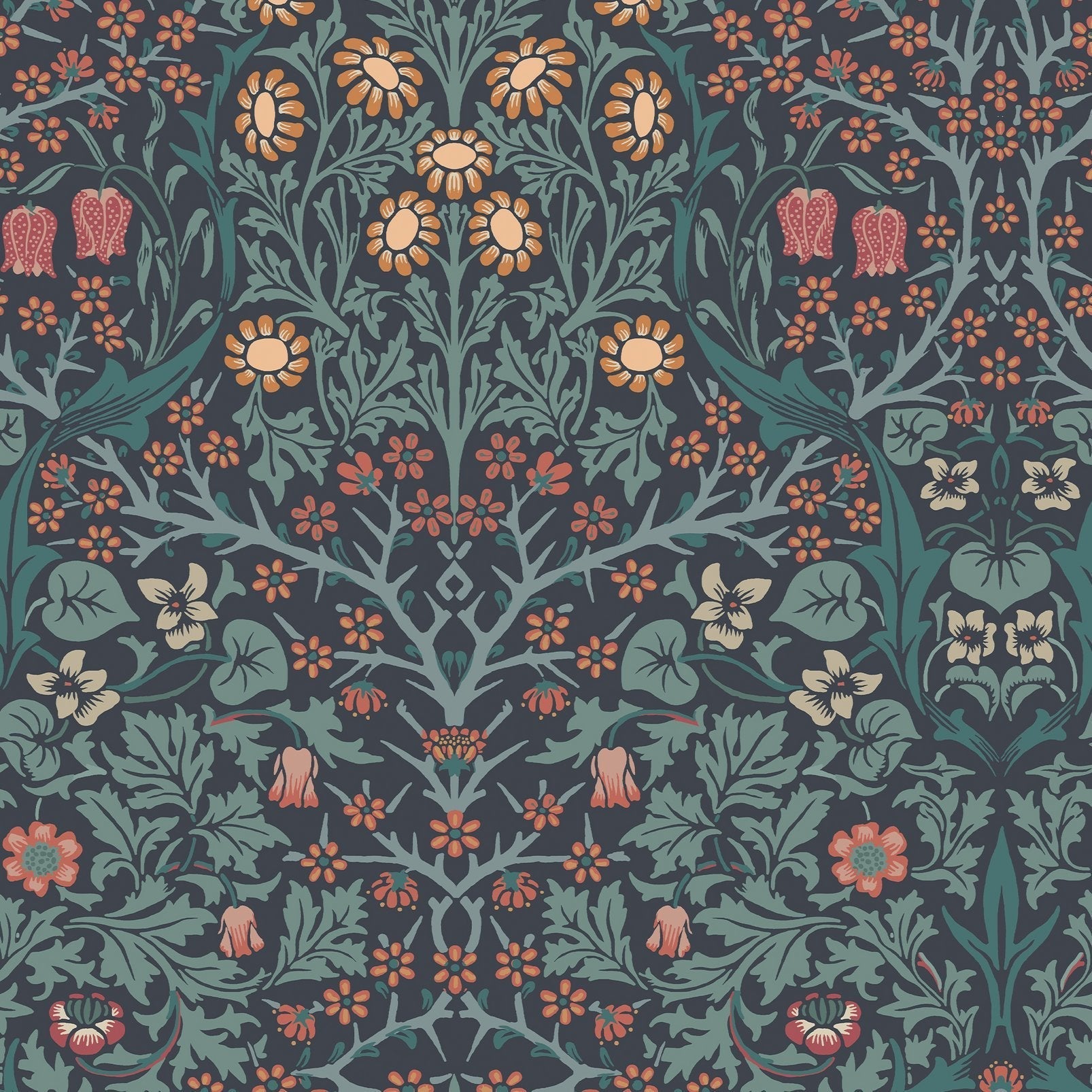 Blackthorn Wallpaper - Navy - 124251 - William Morris AH