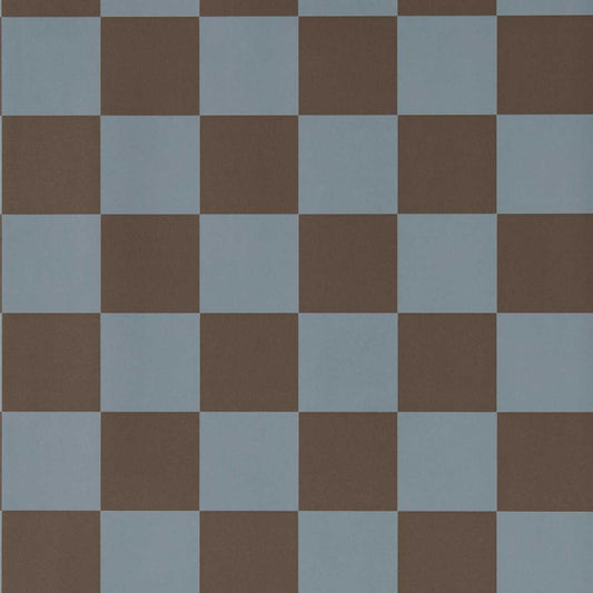 Blenets Check Wallpaper - Atlantic/Chocolate - HHHW113168 - Harlequin