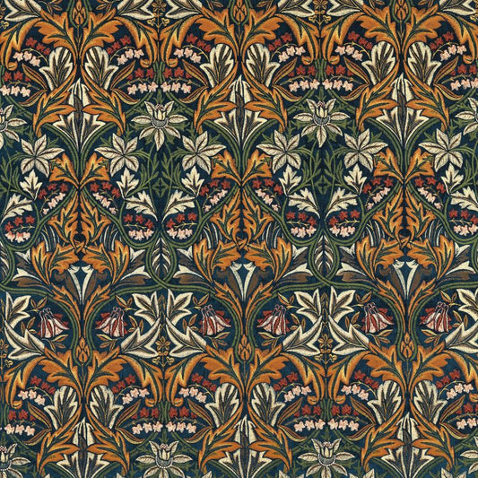 Bluebell Embroidery Fabric - Indigo/Russet - 237293 - Morris & Co