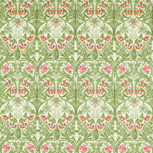 Bluebell Fabric - Leaf Green/Sweet Briar - 227038 - Morris & Co