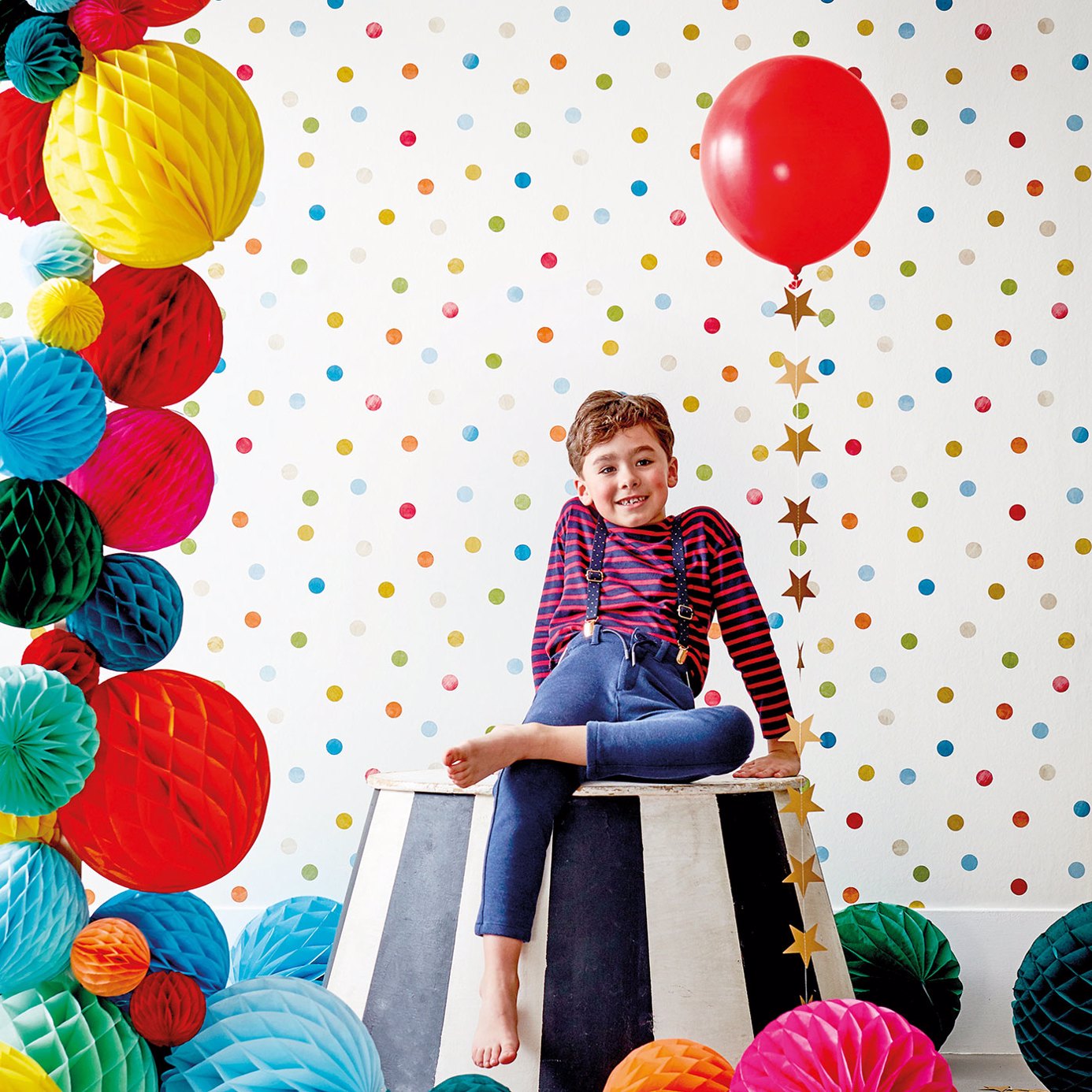 Bon Bon Wallpaper - Sky/Gecko/Ochre - HLTF112636 - Harlequin