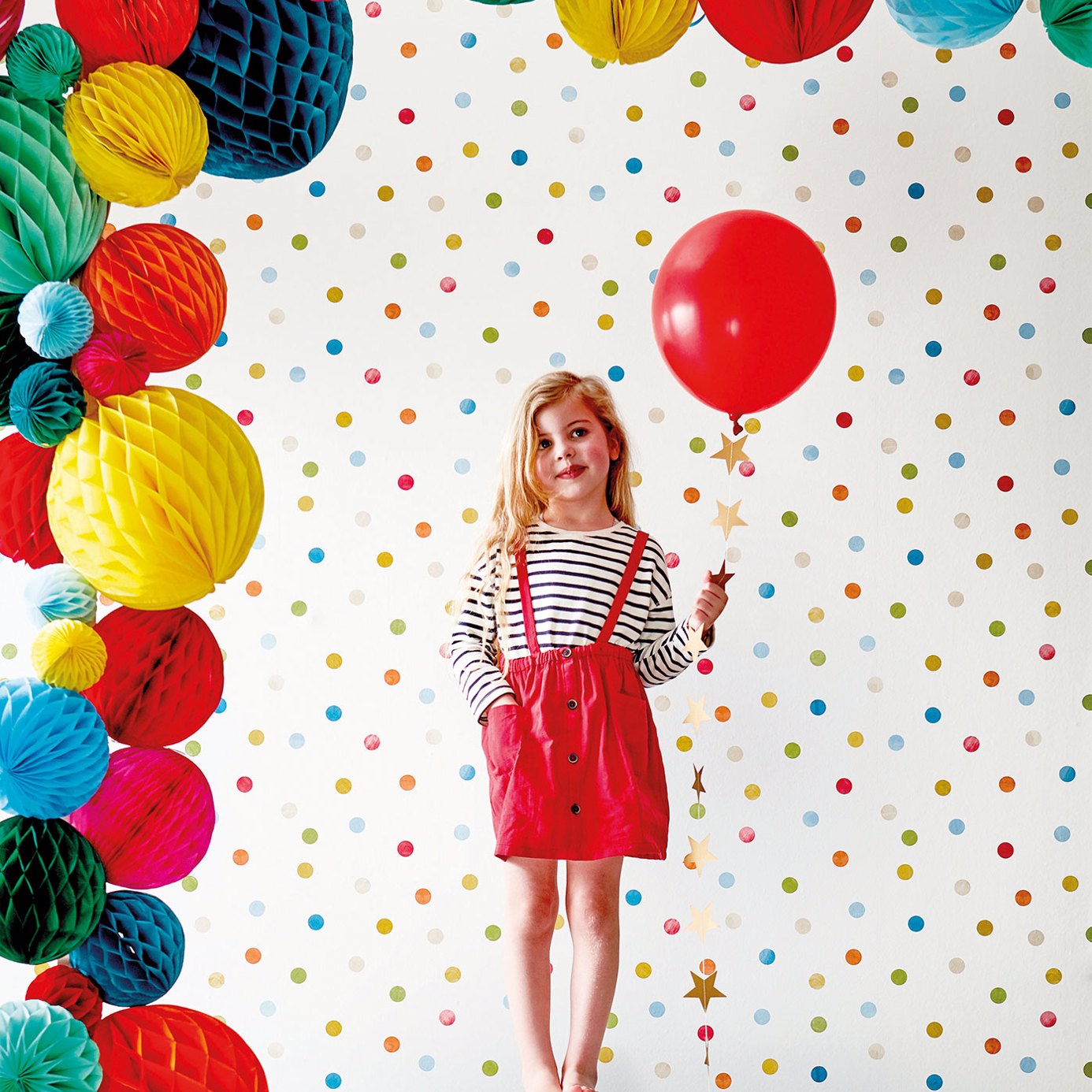 Bon Bon Wallpaper - Sky/Gecko/Ochre - HLTF112636 - Harlequin