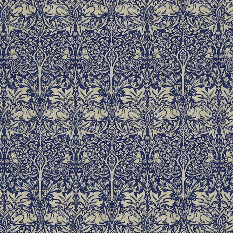 Brer Rabbit Fabric - Indigo/Vellum - DMORBR205 - Morris & Co