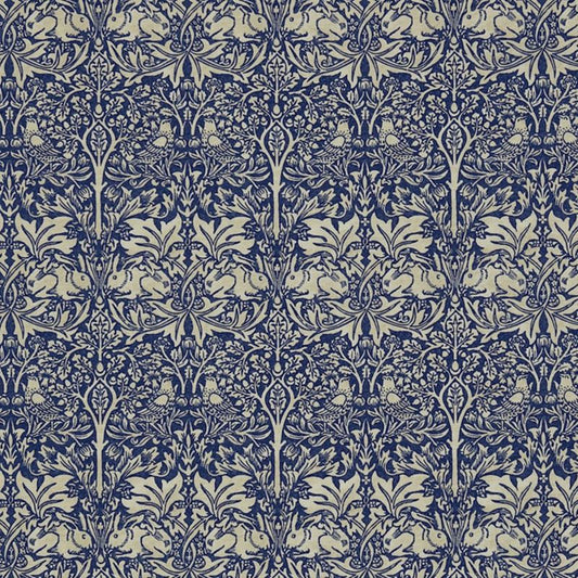 Brer Rabbit Fabric - Indigo/Vellum - DMORBR205 - Morris & Co